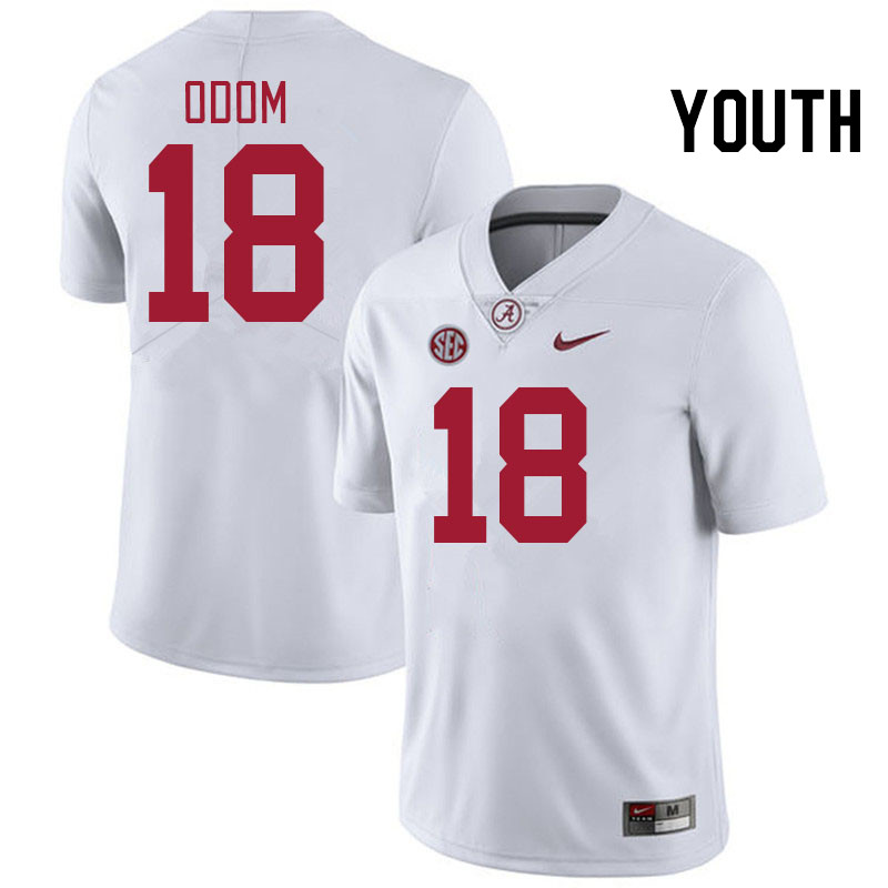 Youth #18 Caleb Odom Alabama Crimson Tide College Football Jerseys Stitched-White